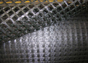 Tensile Strength Glass Fiber Geogrid For Railway Foundation , Grey